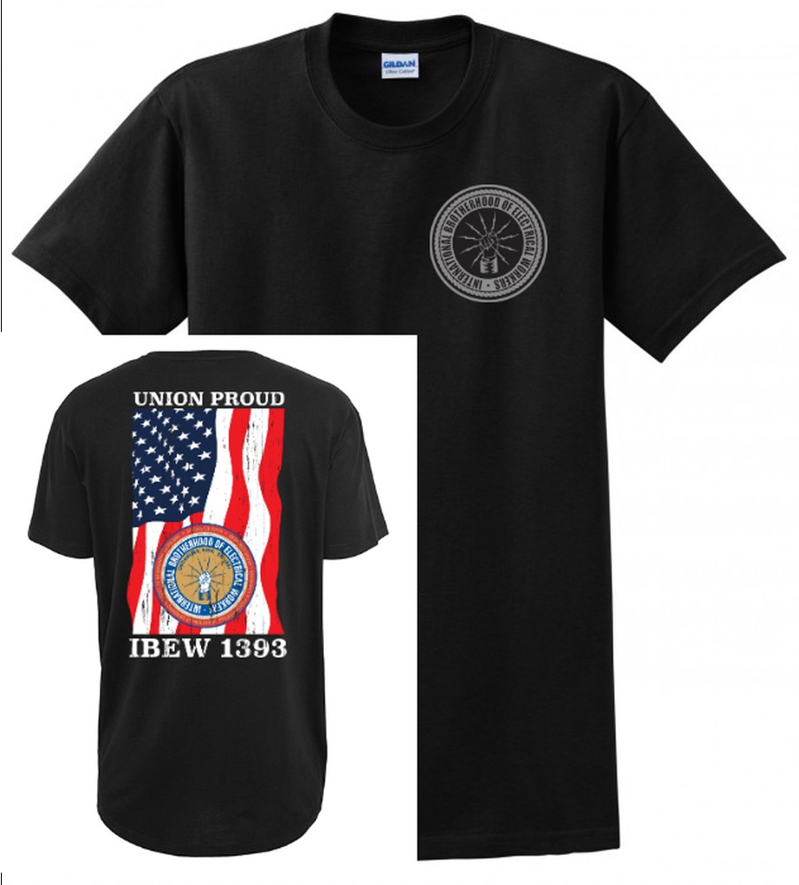UNION MEMBER FULL COLOR 1393 IBEW UNION PROUD USA MADE UNION PRINTED MENS TEE T-SHIRT