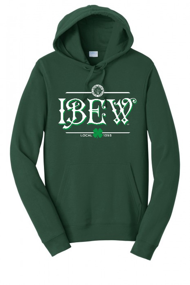 LOCAL 1393 IRISH FONT UNION PRINTED ST PATRICKS DAY USA MADE HOODIE