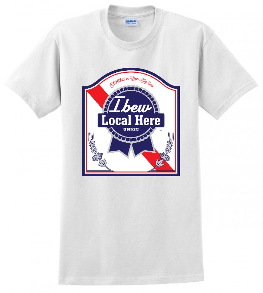 IBEW BLUE RIBBON PRIDE YOUR LOCAL HERE USA MADE UNION PRINTED MENS TEE T-SHIRT
