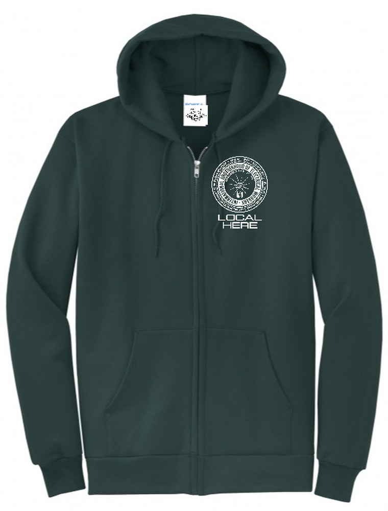 IBEW YOUR LOCAL HERE ROUND LOGO USA MADE UNION PRINTED ZIP HOODY 900