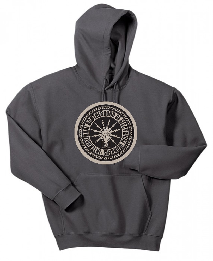 IBEW BLACKOUT LOGO AMERICAN MADE UNION PRINTED HOODED SWEATSHIRT HOODIE