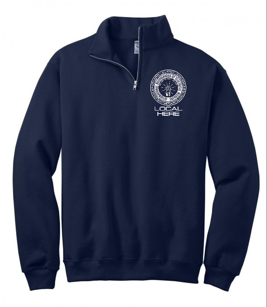 IBEW YOUR LOCAL HERE ROUND LOGO USA MADE UNION EMBROIDERED 1/4 ZIP HOODY 920