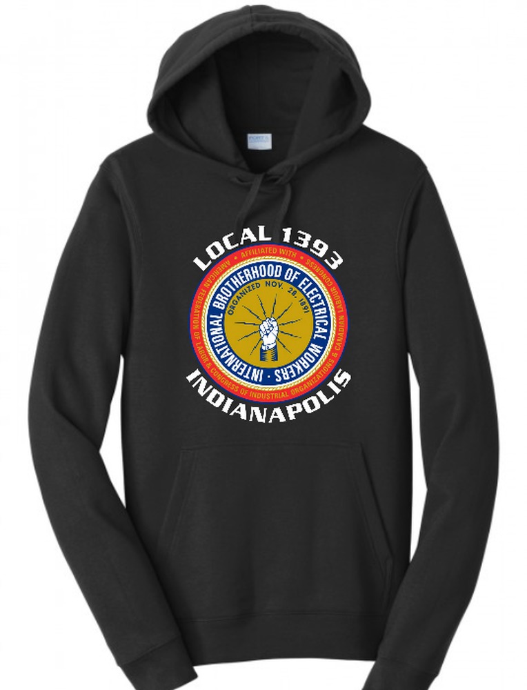 IBEW LOCAL1393 HEAVY HOODED SWEATSHIRT HOODIE ROUND LOGO USA MADE UNION PRINTED L9521