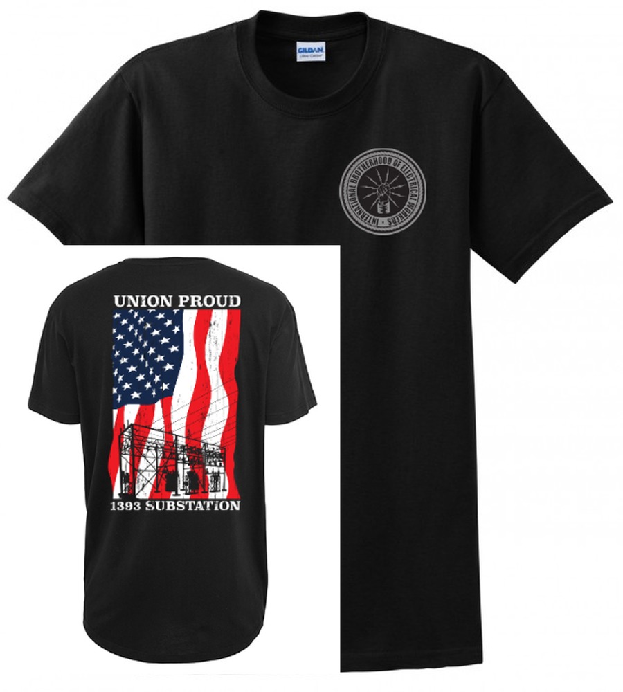 SUBSTATION UNION PROUD IBEW 1393 AMERICAN MADE UNION PRINTED MENS TEE T-SHIRT