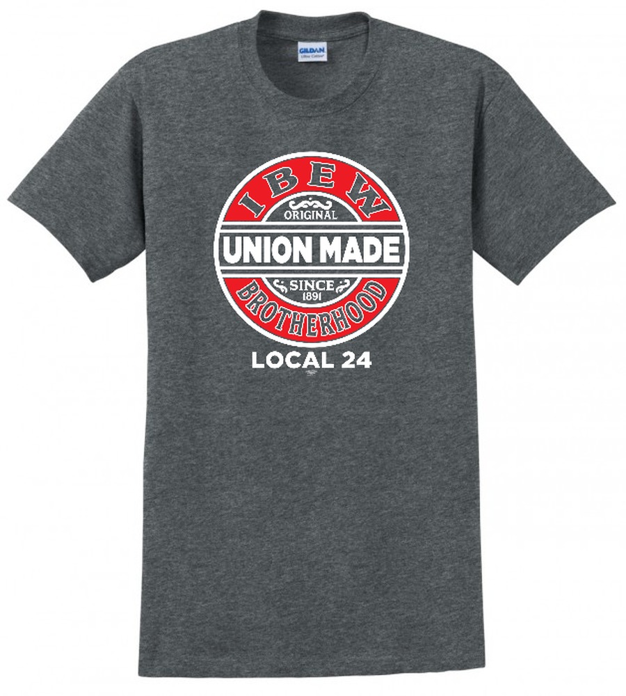 IBEW LOCAL 24 ROUND UNION MADE LOGO MENS USA MADE T-SHIRT