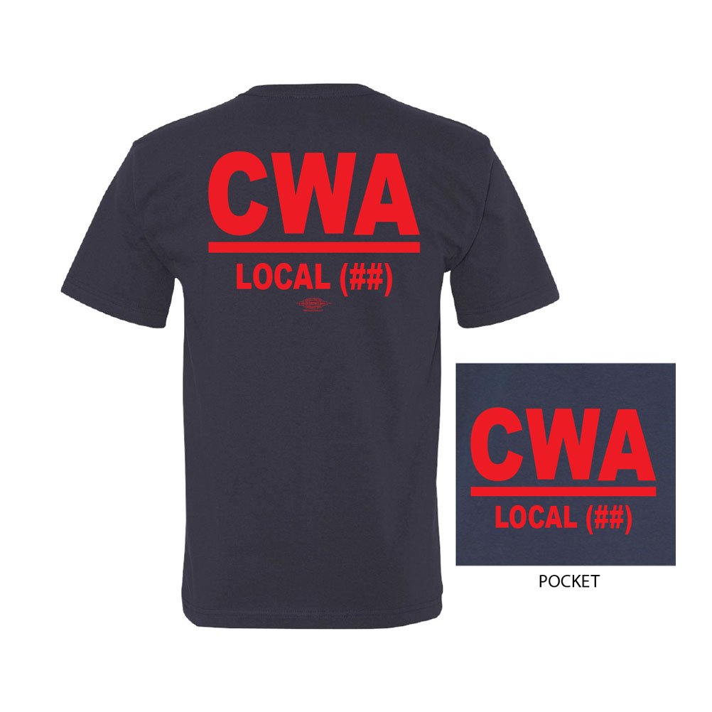 CWA COMMUNICATIONS WORKERS OF AMERICA USA MADE UNION PRINTED MENS POCKET T-SHIRT 5070