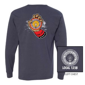 IBEW LOCAL 1238 GLOVE LOGO MENS LONG SLEEVE UNION PRINTED T-SHIRT