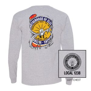 IBEW LOCAL 1238 RIP LOGO MENS LONG SLEEVE UNION PRINTED T-SHIRT