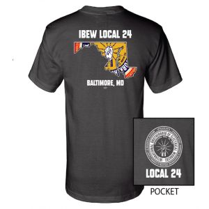 IBEW LOCAL 24 STATE LOGO MENS SHORT SLEEVE USA MADE UNION POCKET T-SHIRT