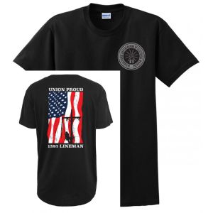 LINEMAN 1393 IBEW UNION PROUD USA MADE UNION PRINTED MENS TEE T-SHIRT