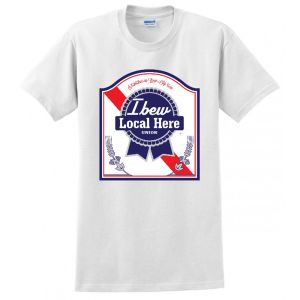 IBEW BLUE RIBBON PRIDE YOUR LOCAL HERE USA MADE UNION PRINTED MENS TEE T-SHIRT