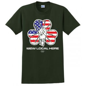IBEW AMERICAN FLAG SAINT PATRICKS DAY GIFT USA MADE TEE UNION PRINTED FUNNY MENS S-4XL T-SHIRT