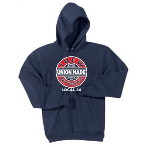 IBEW LOCAL 24 ROUND UNION MADE LOGO MENS USA MADE HOODIE