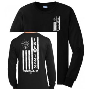 IBEW LOCAL 1245 VERTICAL FLAG USA MADE UNION PRINTED MENS LONG SLEEVE TEE T-SHIRT