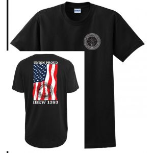 UNION MEMBER 1393 IBEW UNION PROUD USA MADE UNION PRINTED MENS TEE T-SHIRT