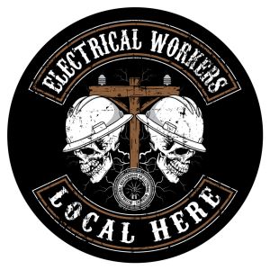 IBEW YOUR LOCAL HERE DOUBLE SKULL STICKER UNION MADE PICK YOUR SIZE AND QUANTITY DC002