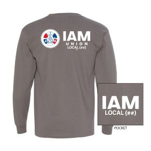 IAM MACHINIST  YOUR LOCAL HERE USA MADE UNION PRINTED MENS POCKET LONG SLEEVE T-SHIRT 8100