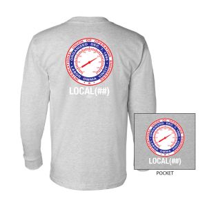 IUOE INTERNATIONAL UNION OF OPERATING ENGINEERS USA MADE UNION PRINTED MENS LONG SLEEVE POCKET T-SHIRT 8100