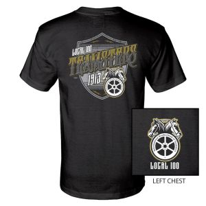 TEAMSTERS LOCAL 100 SHIELD LOGO USA MADE UNION PRINTED T-SHIRT TM004