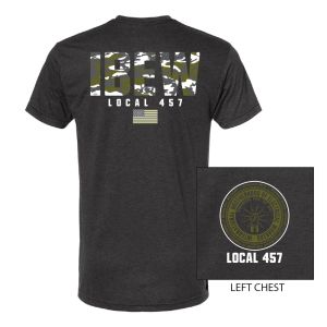 IBEW LOCAL 457 CAMO DESIGN MENS SHORT SLEEVE T-SHIRT UNION MADE