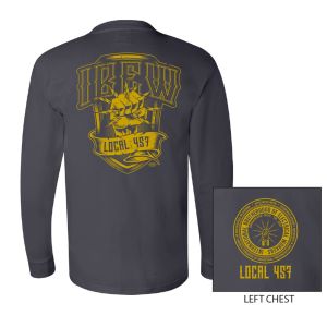 IBEW LOCAL 457 GOLD FIST DESIGN MENS LONG SLEEVE T-SHIRT UNION MADE