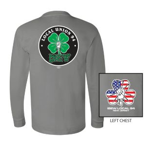 IBEW LOCAL 94 CLOVER DESIGN UNION PRINTED MENS LONG SLEEVE T-SHIRT