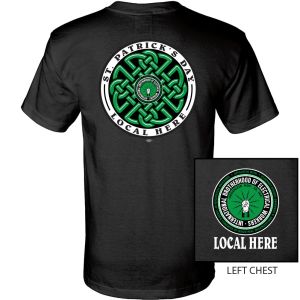 IBEW YOUR LOCAL HERE IRISH SYMBOL USA MADE UNION PRINTED T-SHIRT SL0082