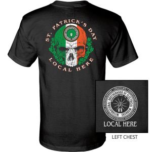 IBEW YOUR LOCAL HERE IRISH SKULL USA MADE UNION PRINTED T-SHIRT SL0083