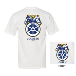 TEAMSTERS LOGO DOUBLE HORSE HEAD USA MADE UNION PRINTED MENS POCKET SHORT SLEEVE T-SHIRT