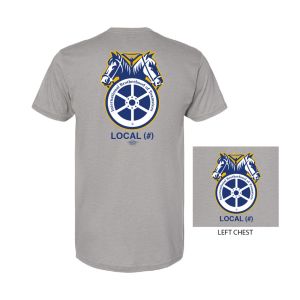 TEAMSTERS LOGO DOUBLE HORSE HEAD USA MADE UNION PRINTED MENS TRI BLEND SHORT SLEEVE T-SHIRT 5710