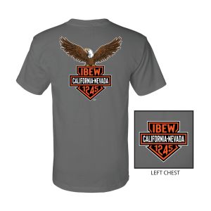IBEW LOCAL 1245 EAGLE ORANGE SHIELD MENS T-SHIRT 