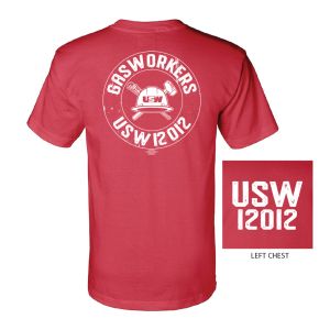 USW STEEL WORKERS 12012 HARDHAT LOGO MENS T-SHIRT USA MADE UNION PRINTED