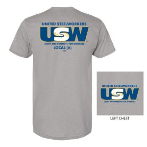 USW UNITED STEEL WORKERS MENS TRI-BLEND T-SHIRT USA MADE UNION PRINTED 5710