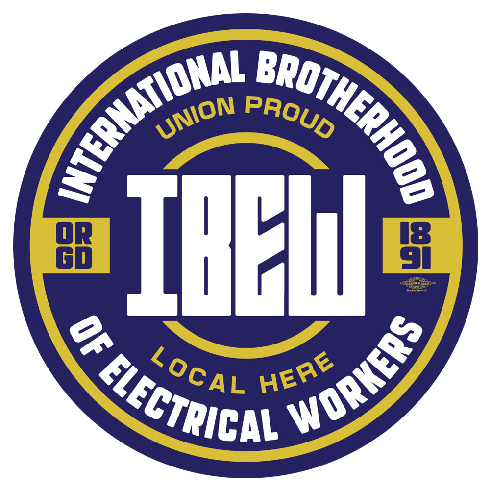 IBEW YOUR LOCAL HERE NAVY GOLD STICKER UNION MADE PICK YOUR SIZE AND QUANTITY DC007