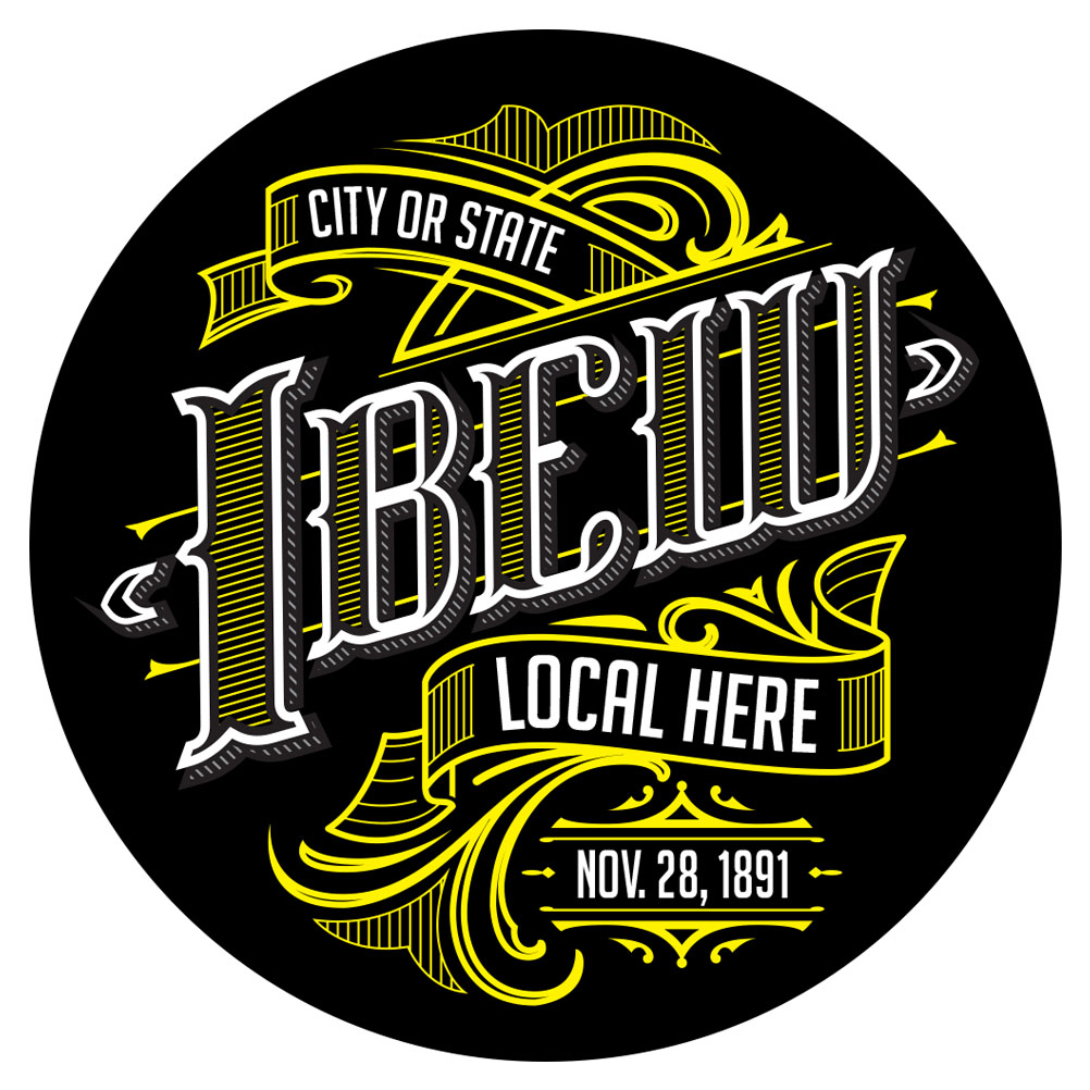 IBEW YOUR LOCAL HERE YELLOW WAVES STICKER UNION MADE PICK YOUR SIZE AND QUANTITY DC009