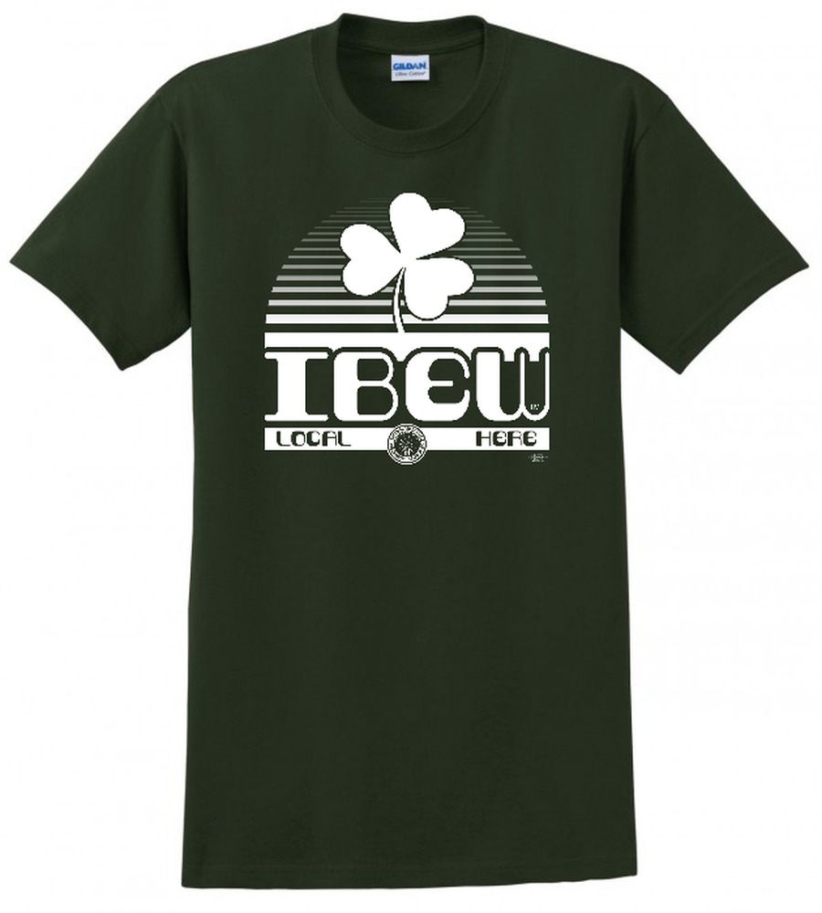 IBEW IRISH CLOVER SAINT PATRICKS DAY GIFT USA MADE TEE UNION PRINTED FUNNY MENS S-4XL T-SHIRT