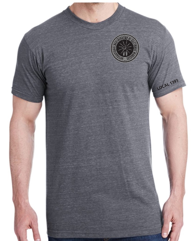 IBEW LOCAL 1393 TRI BLEND SUPER SOFT MENS TEE T-SHIRT SCREEN PRINT LOGO B-5710