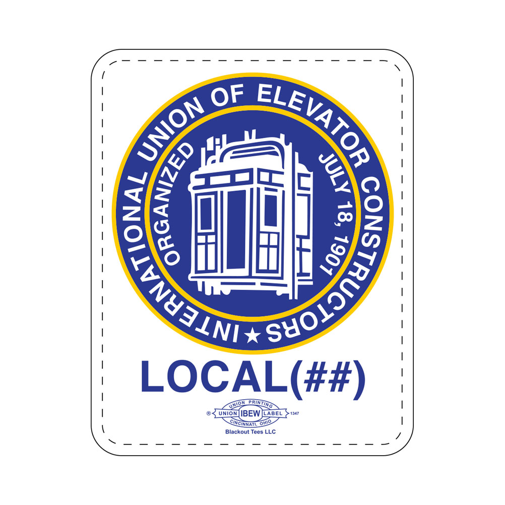 IUEC INTERNATIONAL UNION OF ELEVATOR CONSTRUCTORS WHITE STICKERS