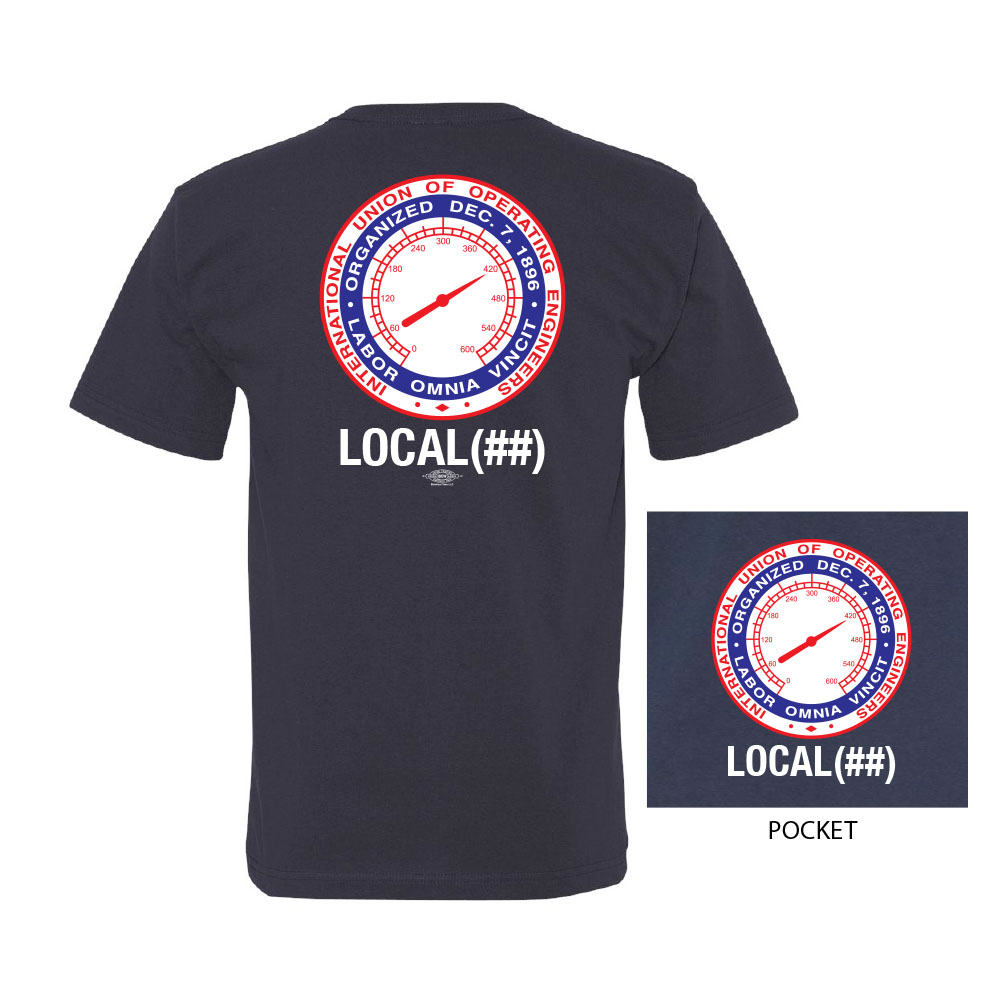 IUOE INTERNATIONAL UNION OF OPERATING ENGINEERS USA MADE UNION PRINTED MENS POCKET T-SHIRT 5070