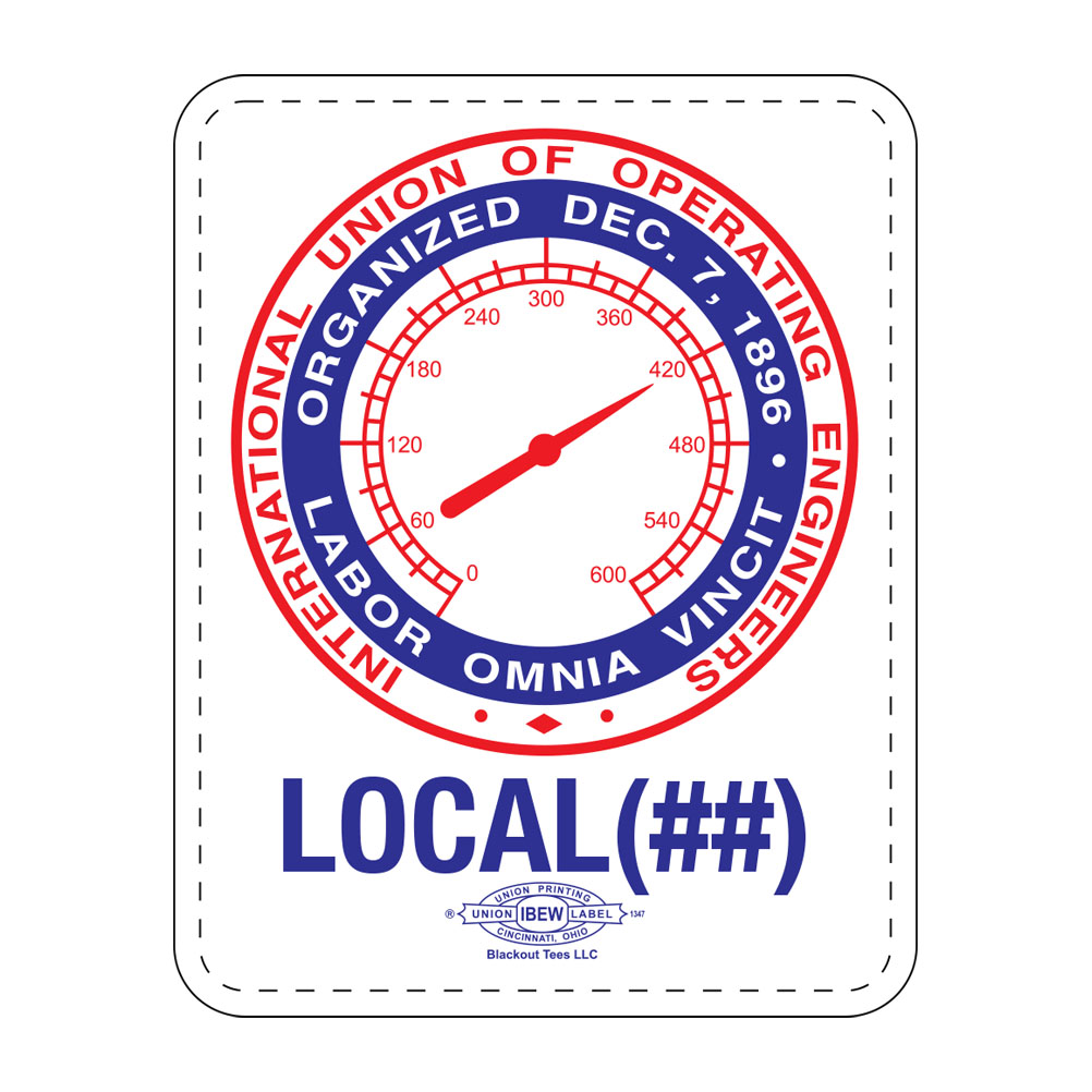 IUOE INTERNATIONAL UNION OF OPERATING ENGINEERS UNION MADE WHITE STICKER