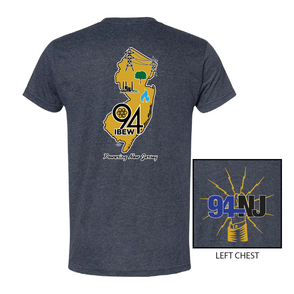 IBEW LOCAL 94 NEW JERSEY STATE DESIGN UNION PRINTED MENS T-SHIRT