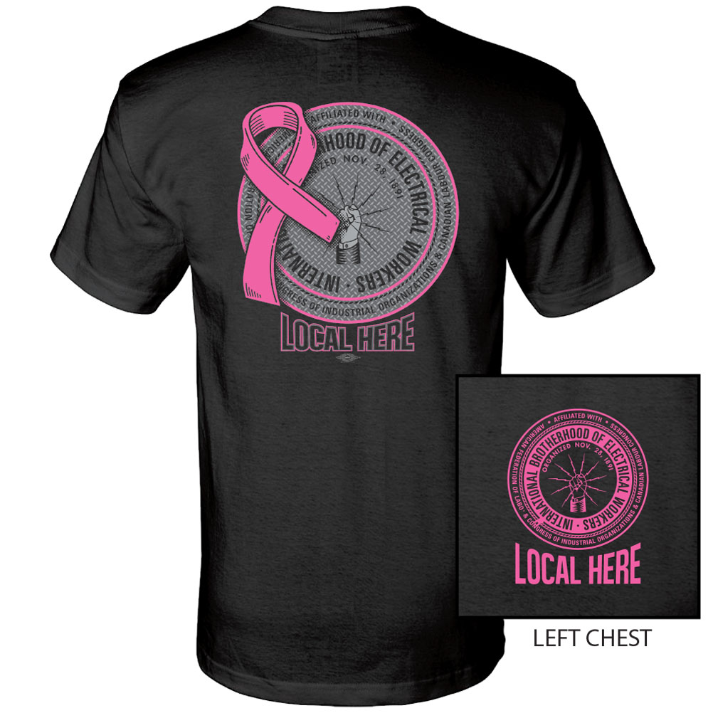 IBEW YOUR LOCAL HERE RIBBON ROUND LOGO USA MADE UNION PRINTED T-SHIRT SL0099