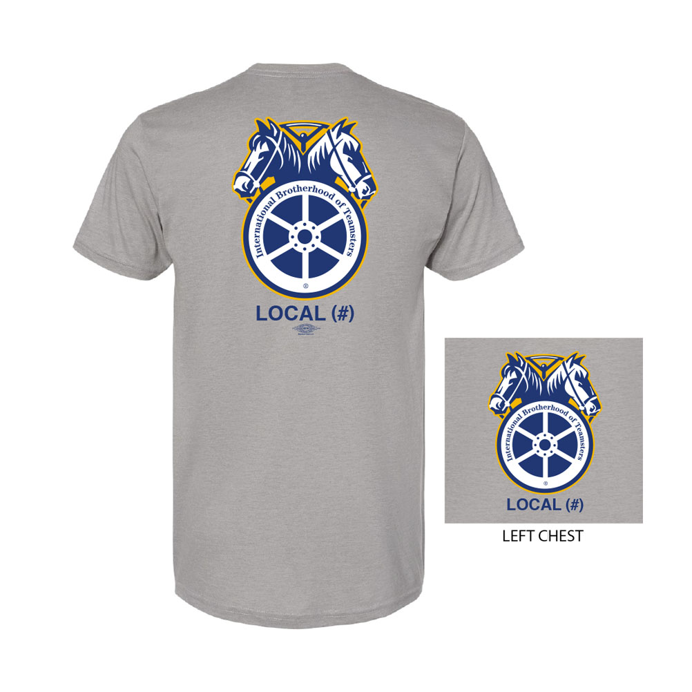 TEAMSTERS LOGO DOUBLE HORSE HEAD USA MADE UNION PRINTED MENS TRI BLEND SHORT SLEEVE T-SHIRT 5710